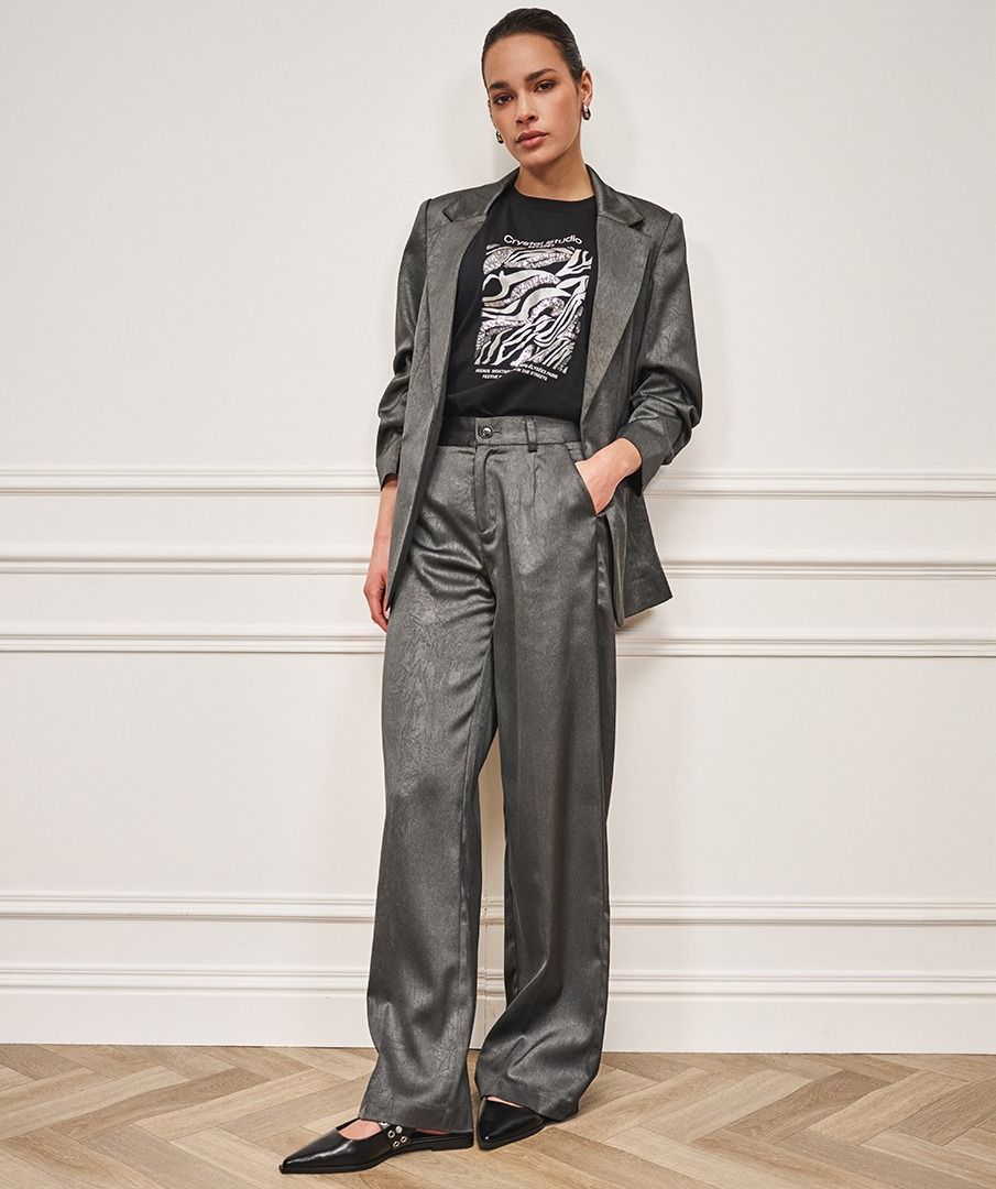 Trousers shimmer crinkle