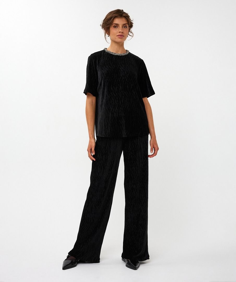 Trousers velours plisse